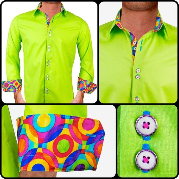 Ernesto Lime Green Modern-Fit Dress Shirt