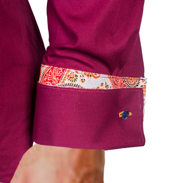 Burgundy Orange French Cuff Dress Shirts